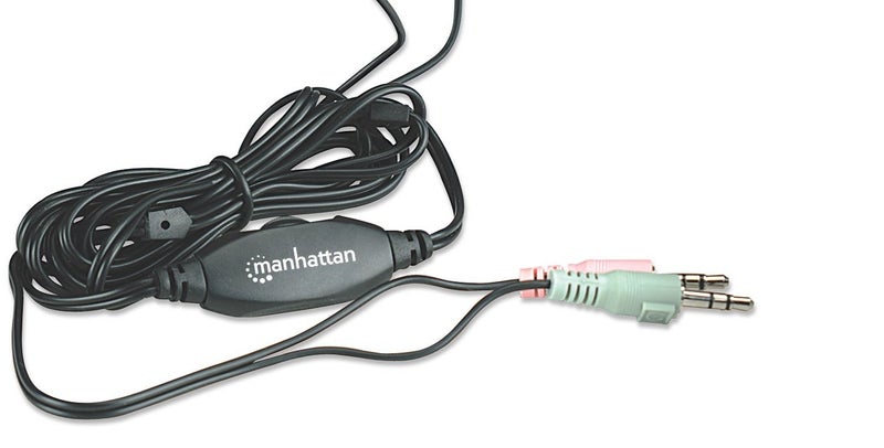 Manhattan 3.5mm Stereo Headset with Mic - with Microphone, Volume Control, 3.5 mm Stereo Plugs, 6.5ft Cable - for Desktop, Laptop, Computers - 3 Year Warranty - 164429 - Image 4